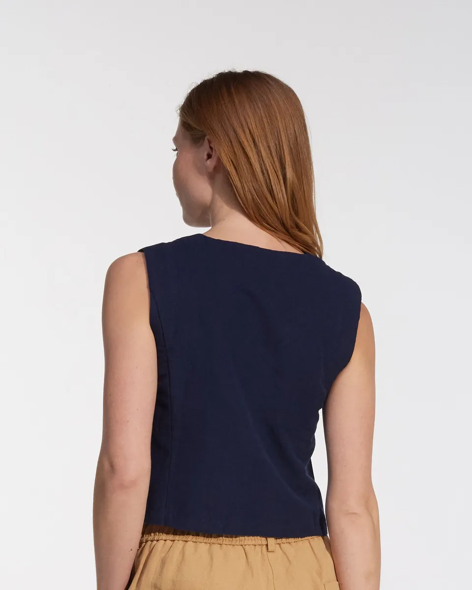 Button up Vest in Ink Blue Canvas 6