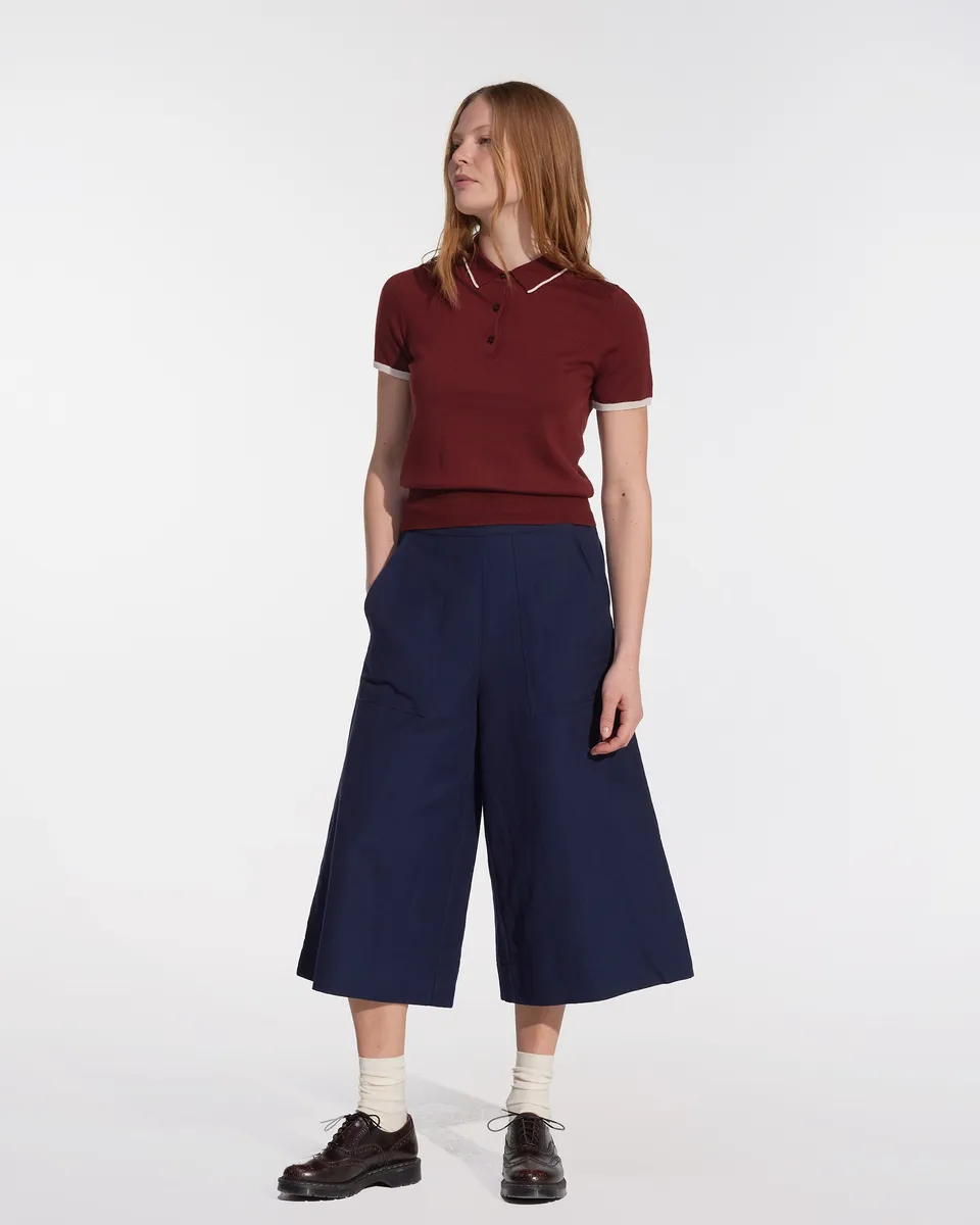 Canvas Cropped Trousers No.17 in Ink Blue 3