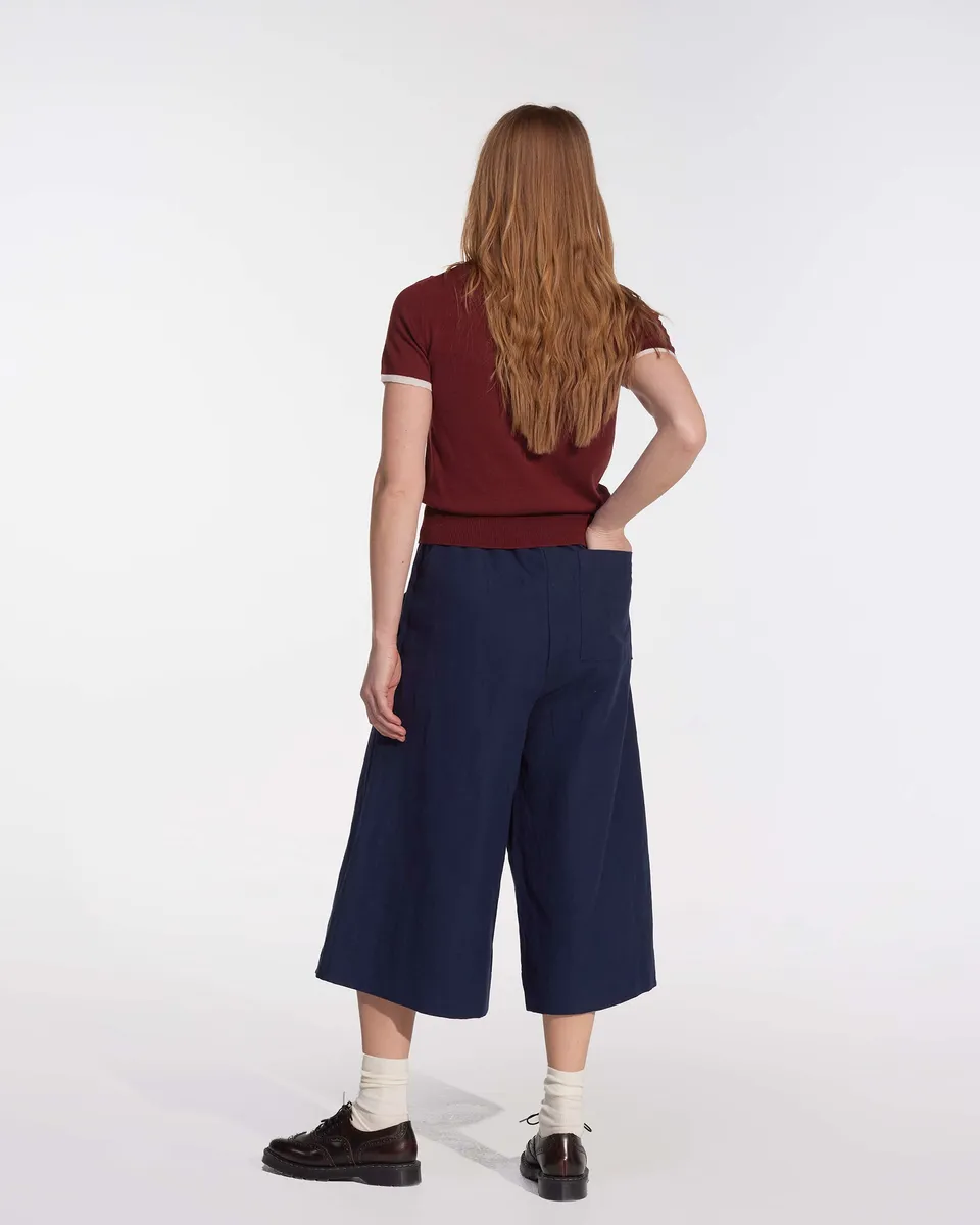 Canvas Cropped Trousers No.17 in Ink Blue 4