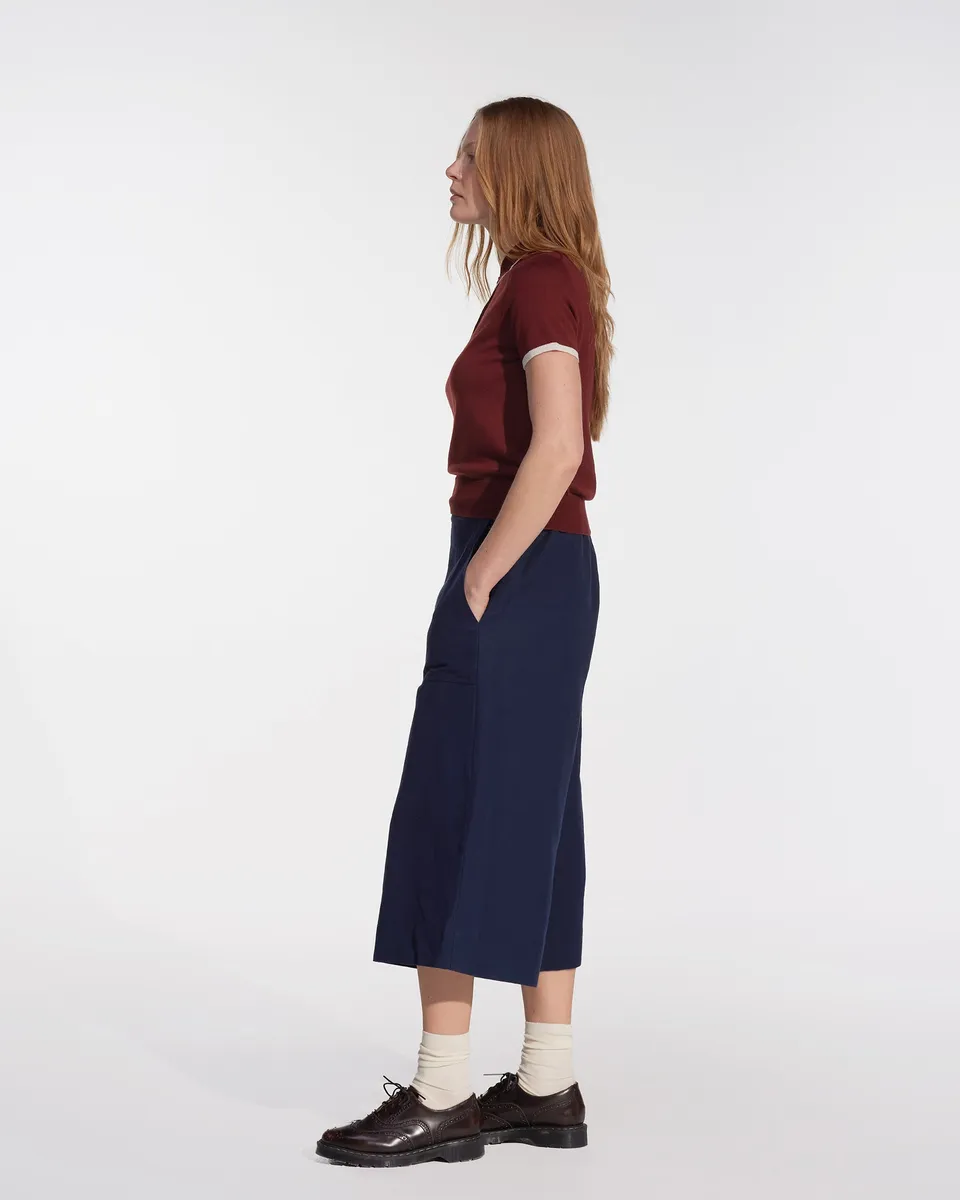 Canvas Cropped Trousers No.17 in Ink Blue 5
