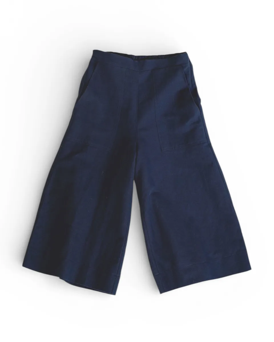 Canvas Cropped Trousers No.17 in Ink Blue 6