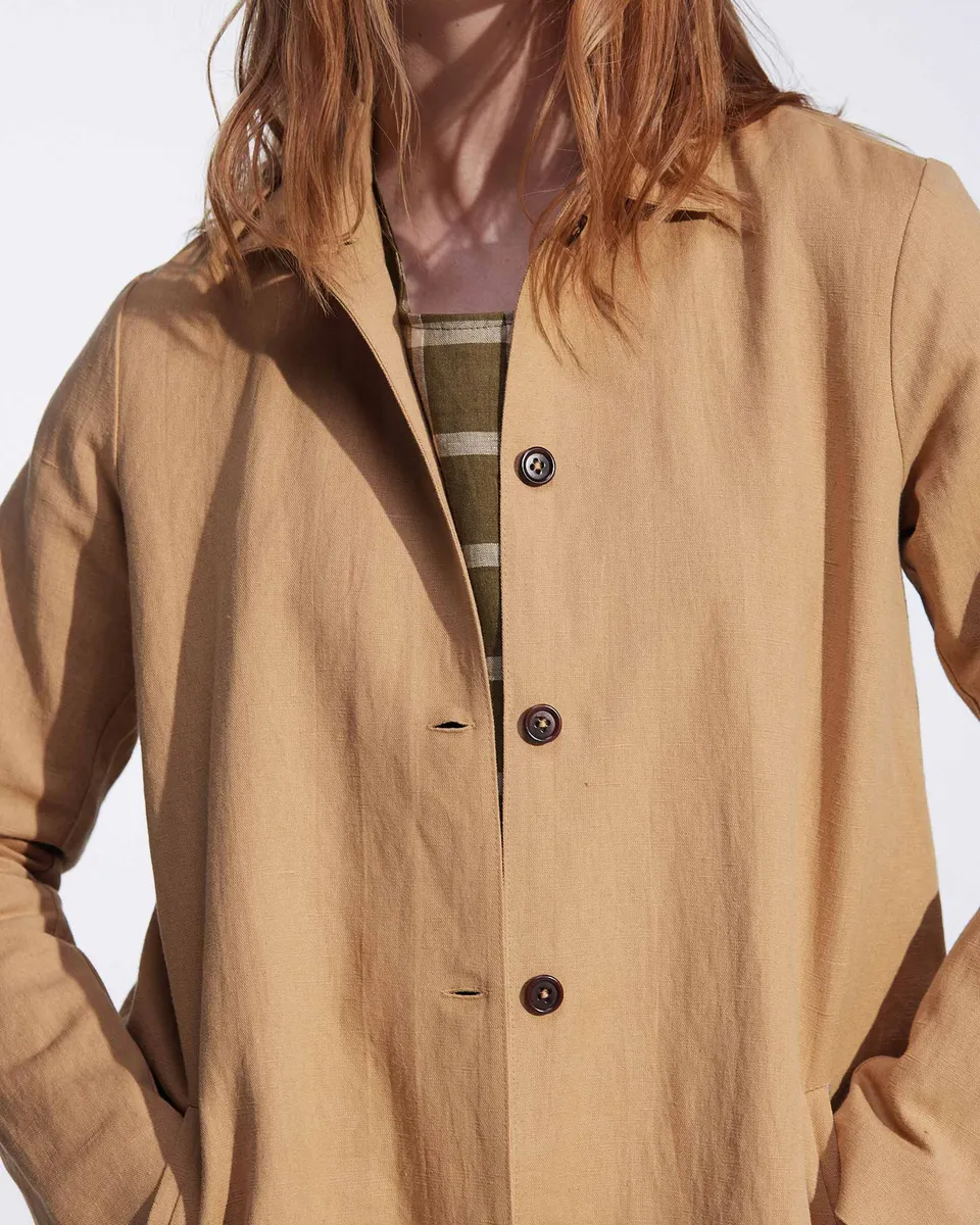 Coat No.11 in Lark Tan Cotton Linen Canvas 3