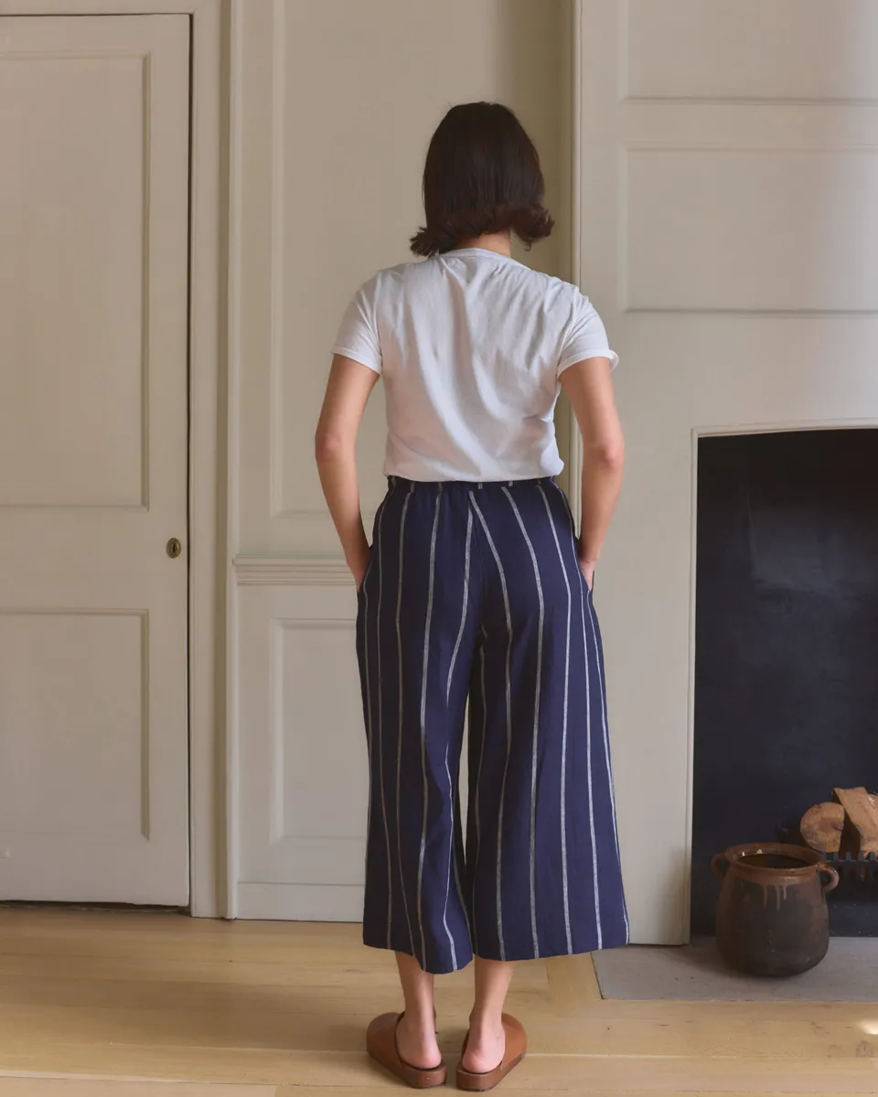 Culottes No.11 Linen Cropped Pants in Blundell Stripe 3