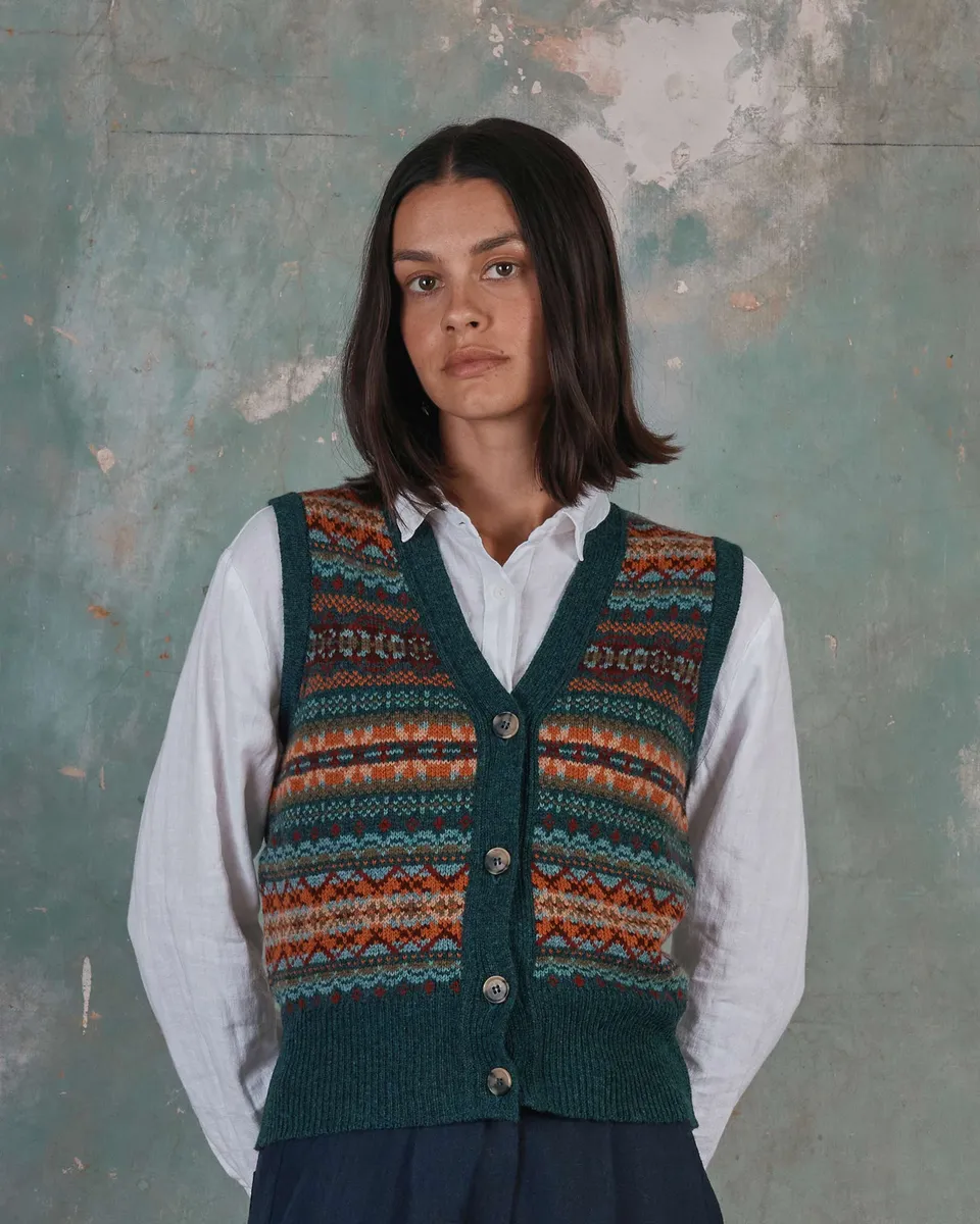 Fair Isle Merino Wool Waistcoat in Prelude 2