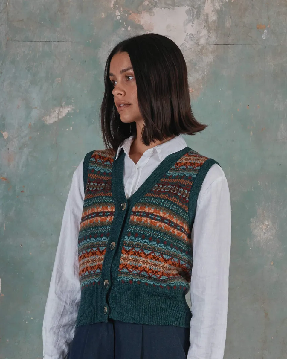 Fair Isle Merino Wool Waistcoat in Prelude 3