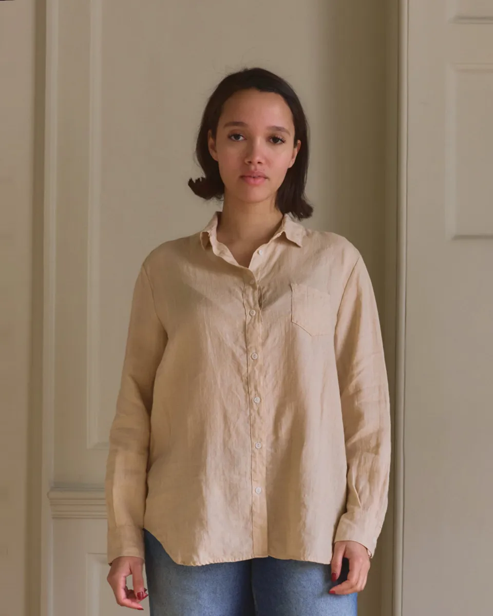 Linen Button up Shirt No.21 in Biscuit