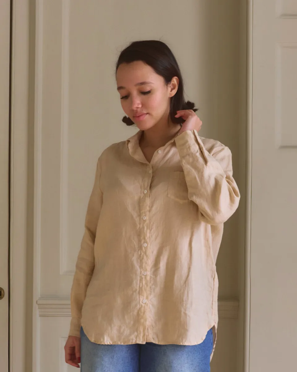 Linen Button up Shirt No.21 in Biscuit 2