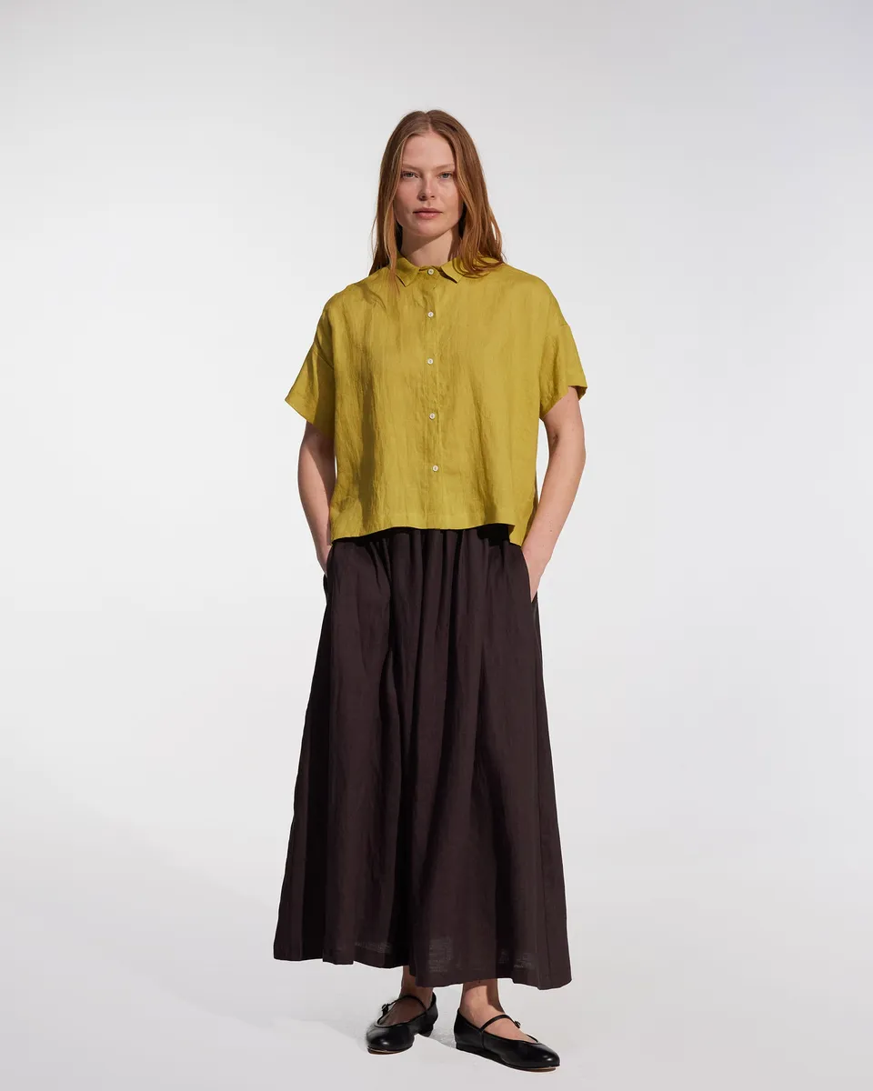 Linen Maxi Skirt No.12 in Chocolate Plum