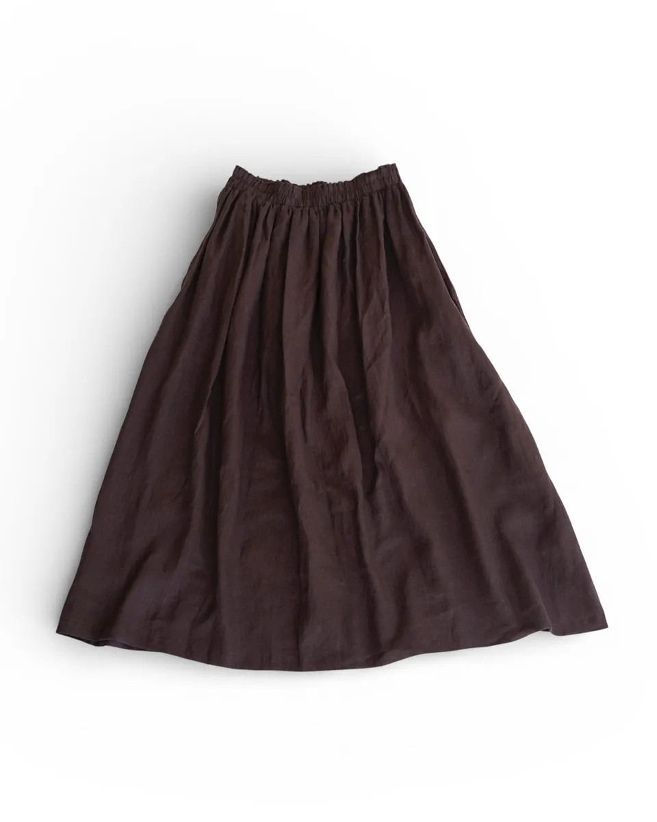 Linen Maxi Skirt No.12 in Chocolate Plum 2