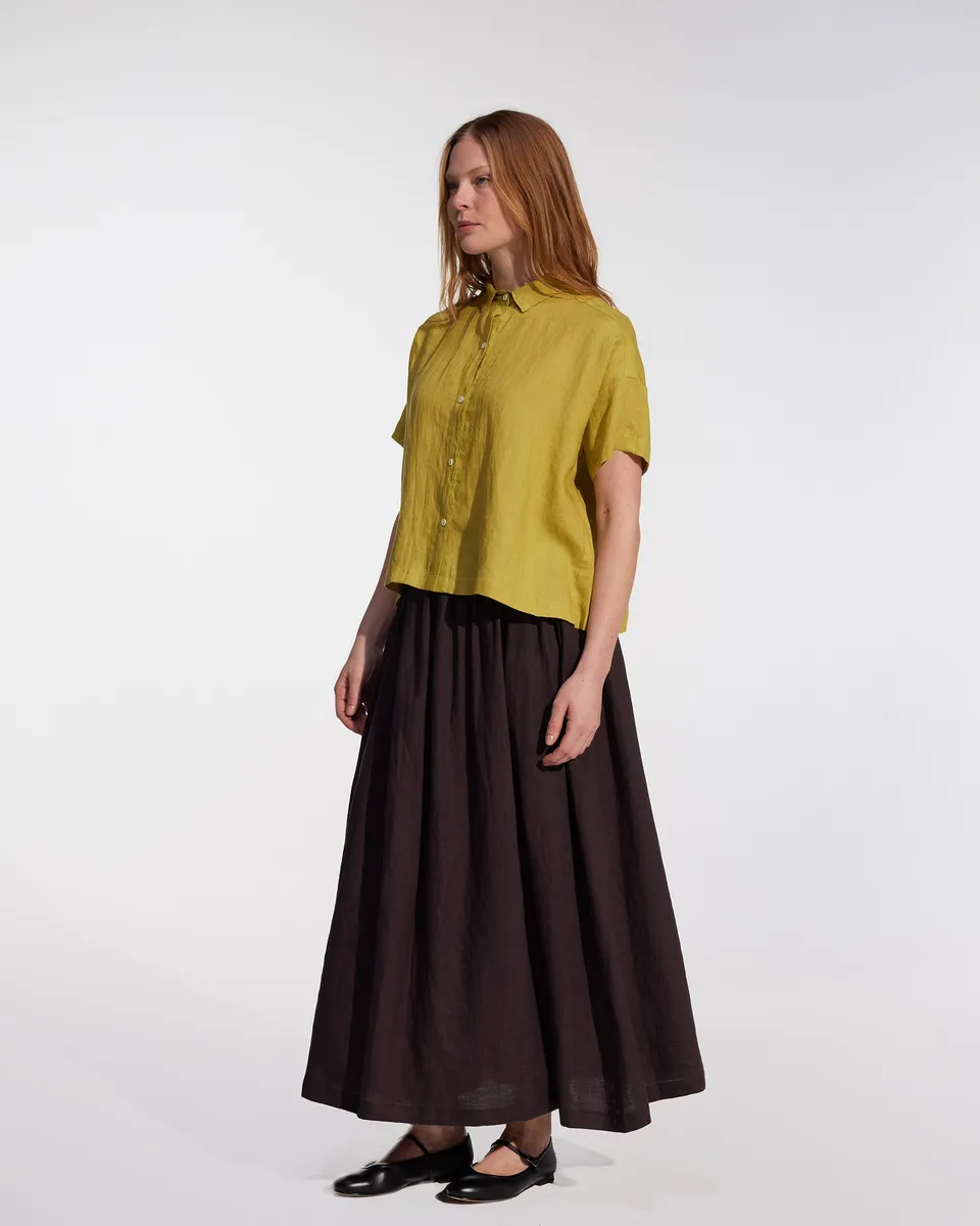 Linen Maxi Skirt No.12 in Chocolate Plum 3