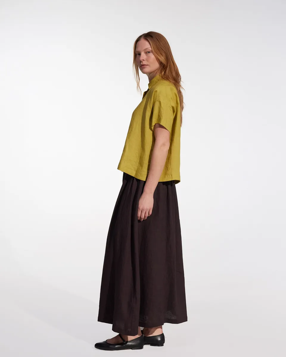 Linen Maxi Skirt No.12 in Chocolate Plum 4