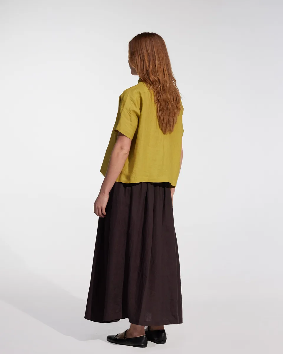 Linen Maxi Skirt No.12 in Chocolate Plum 5