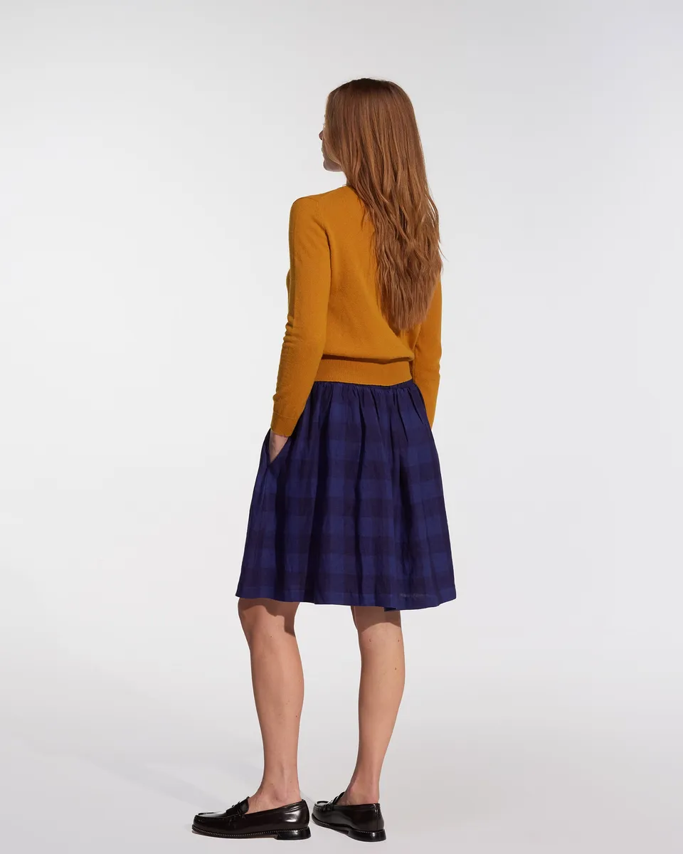 Linen Skirt No.14 in Midsommar Night Check 4
