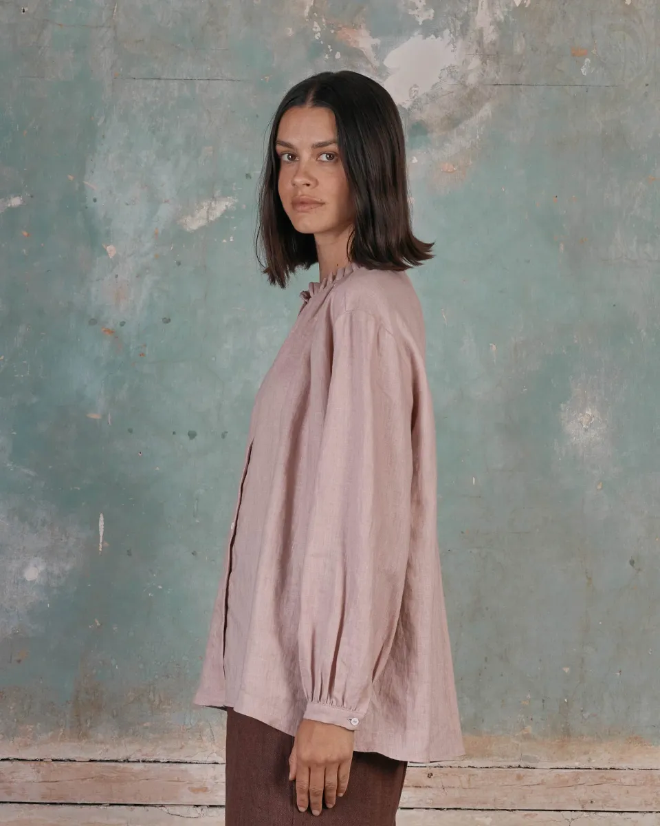 Linen Smock Blouse No.23 in Sepia Rose 4