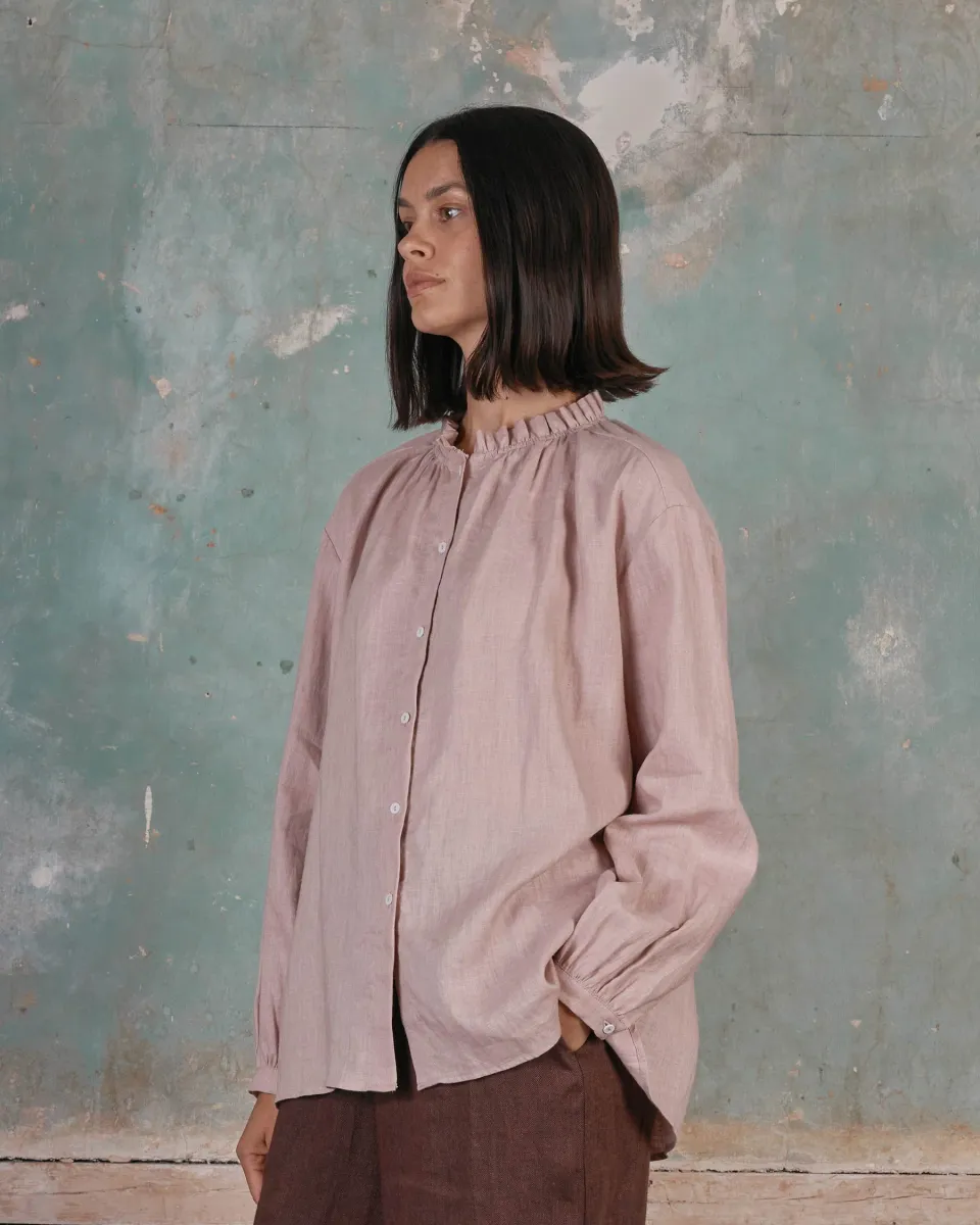 Linen Smock Blouse No.23 in Sepia Rose 5