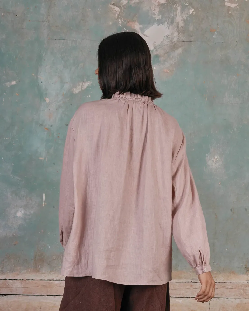 Linen Smock Blouse No.23 in Sepia Rose 6