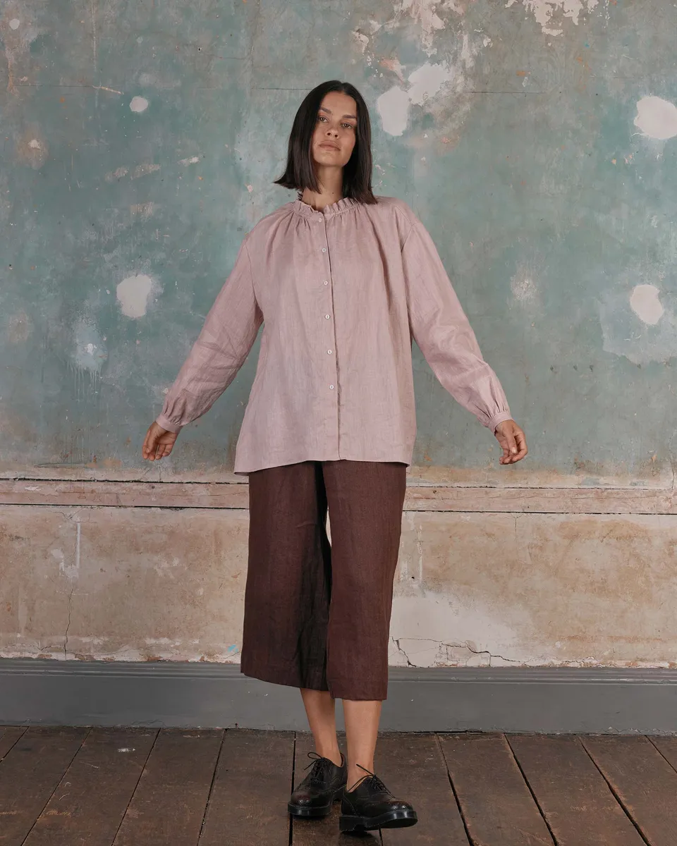 Linen Smock Blouse No.23 in Sepia Rose 7