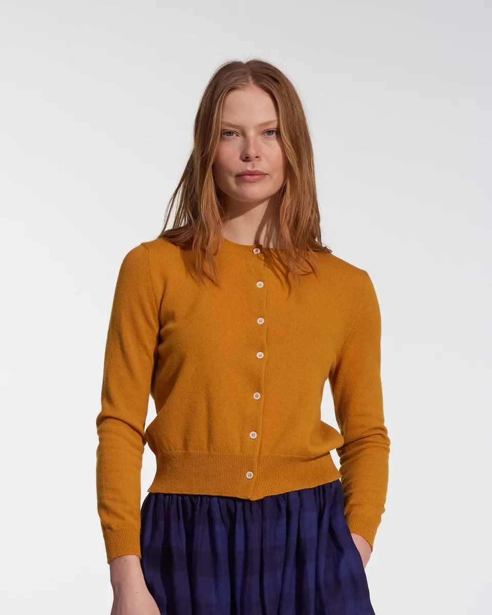 Merino Cardigan in Coleman's Yellow 2
