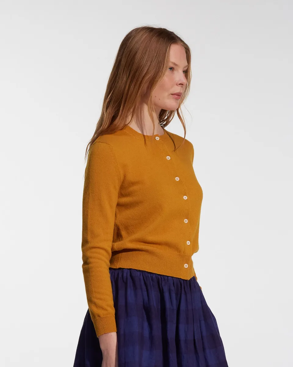 Merino Cardigan in Coleman's Yellow 3