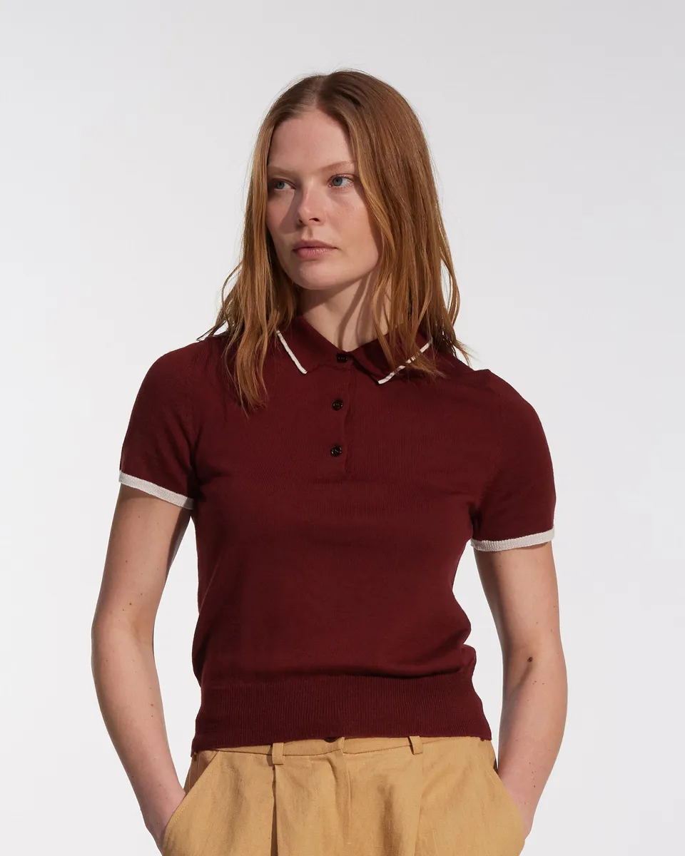 Merino Polo Shirt in Rosso 3