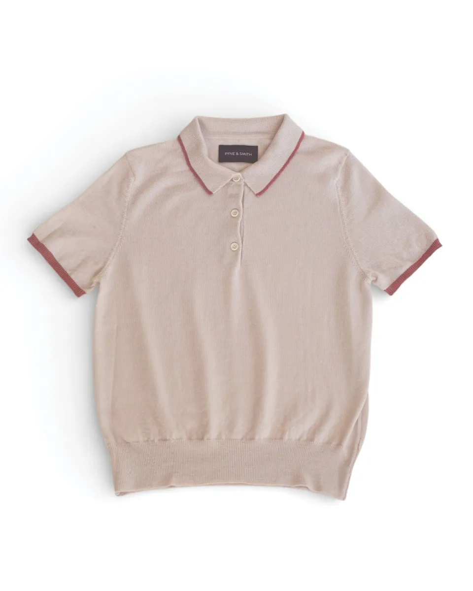 Merino Polo Shirt in Shell Pink 6