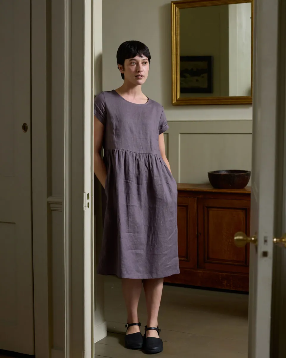 No.15 Linen Day Dress in Plum Truffle 3