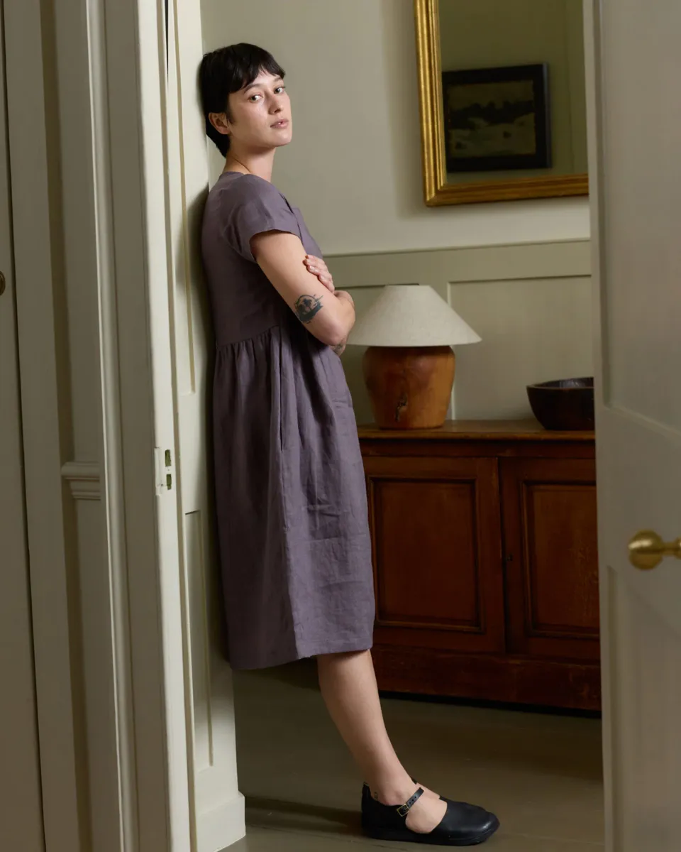No.15 Linen Day Dress in Plum Truffle 5