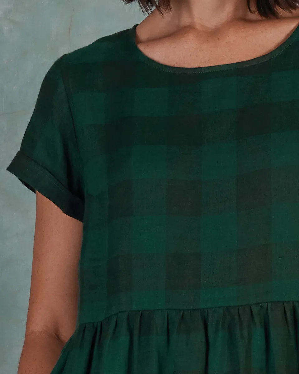 No.15 Linen Day Dress in Woodland Green 5