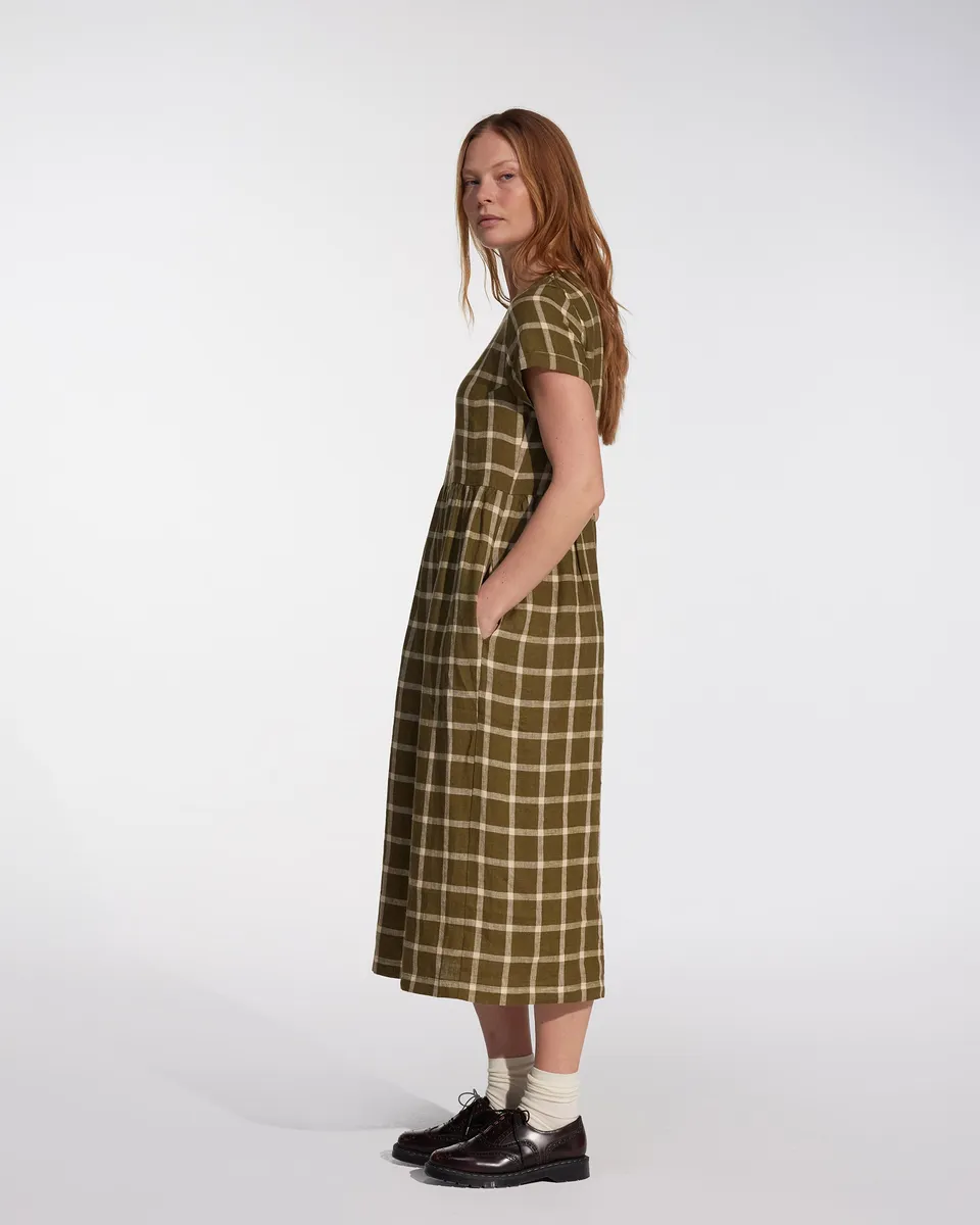 No.17 Full Length Linen Tea Dress in Celtic Plaid 3