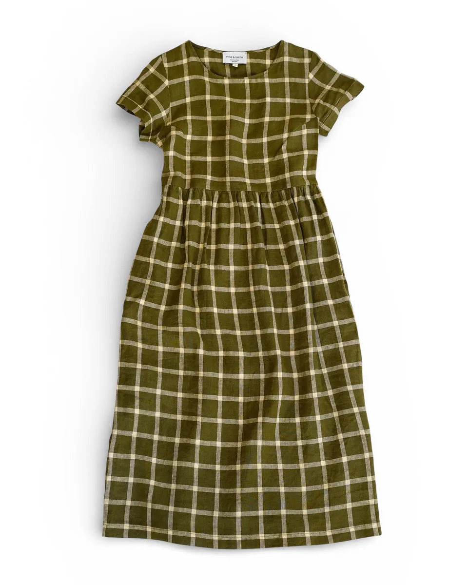 No.17 Full Length Linen Tea Dress in Celtic Plaid 5