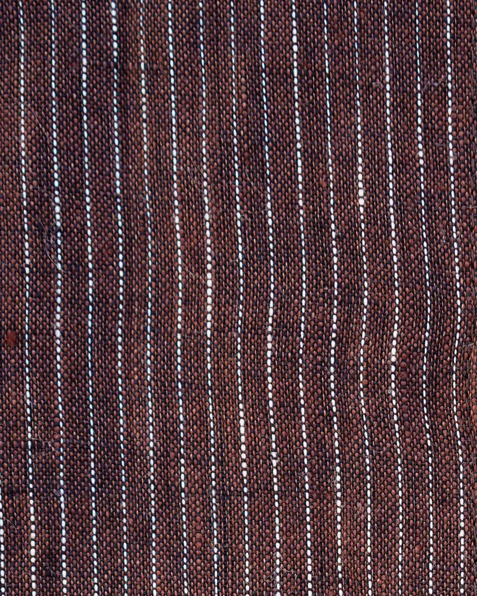 No.18 Long Sleeve, Midi Linen Dress in Turkish Coffee Stripe 7