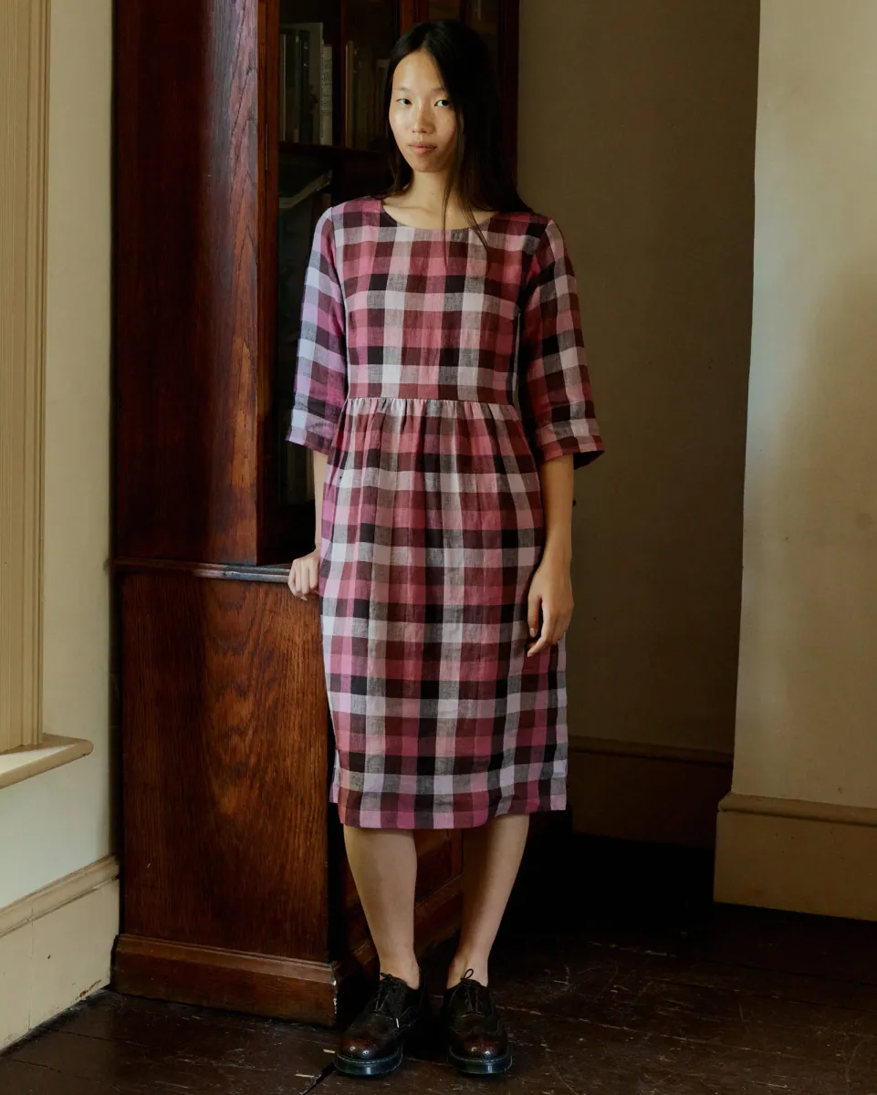 No.19 Boatneck Midi Linen Dress in Viola Melange 2