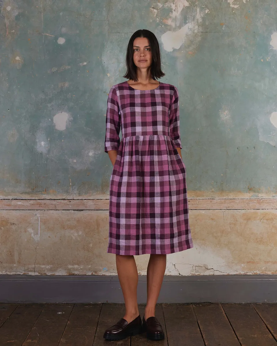 No.19 Boatneck Midi Linen Dress in Viola Melange 3