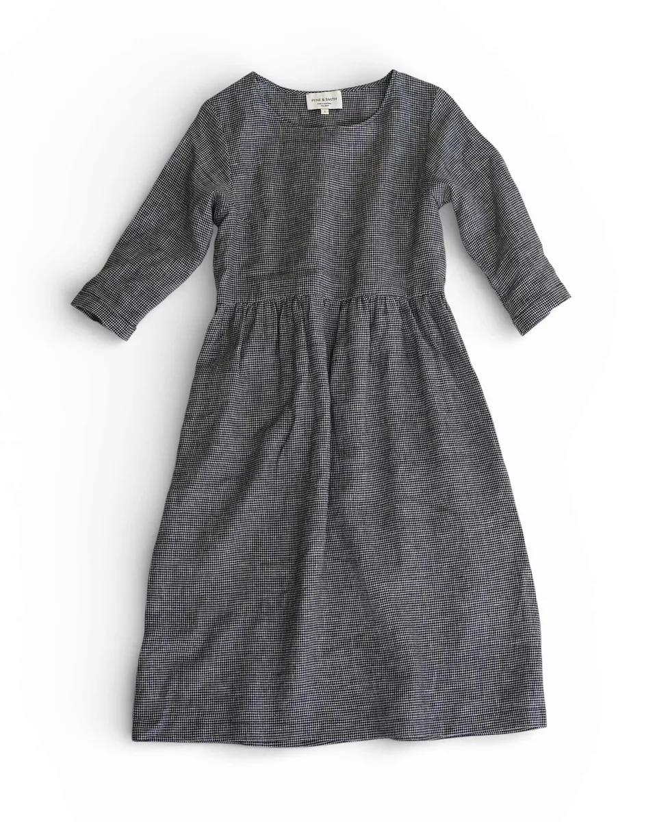 No.19 Midi Linen Dress in Brasserie Check 5