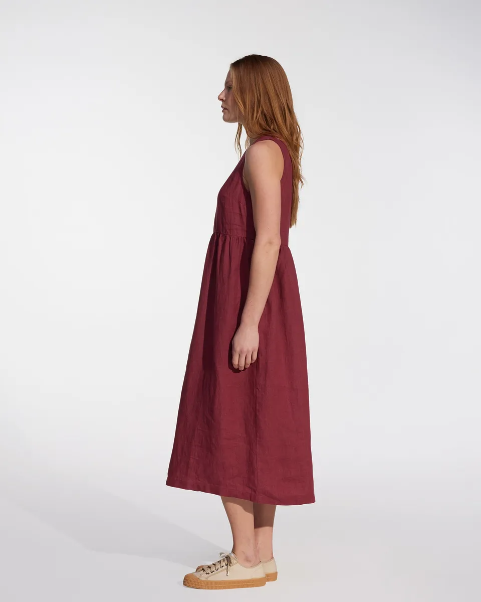 No.21 V Neck Sleeveless Linen Dress in Roan 4