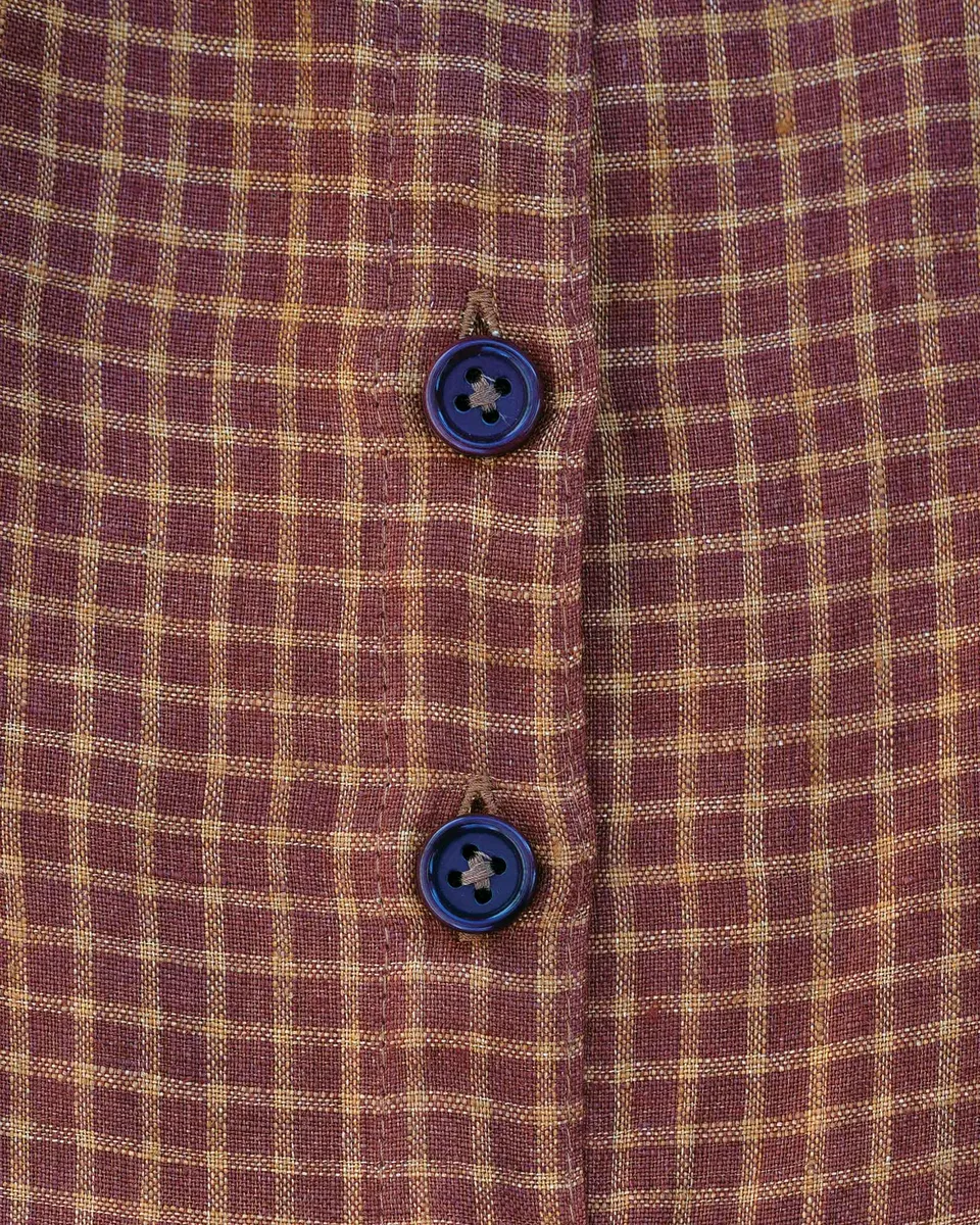 No.22 Collared, Button up Linen Dress in Kentish Town Check 5