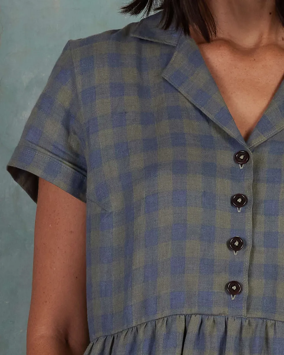 No.30 Collared Linen Dress in Emilie Check 5