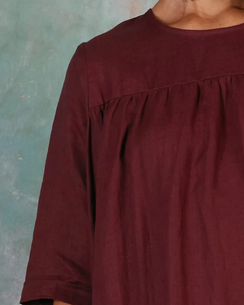 No.35 Maxi Length Linen Dress in Tawny Port 5