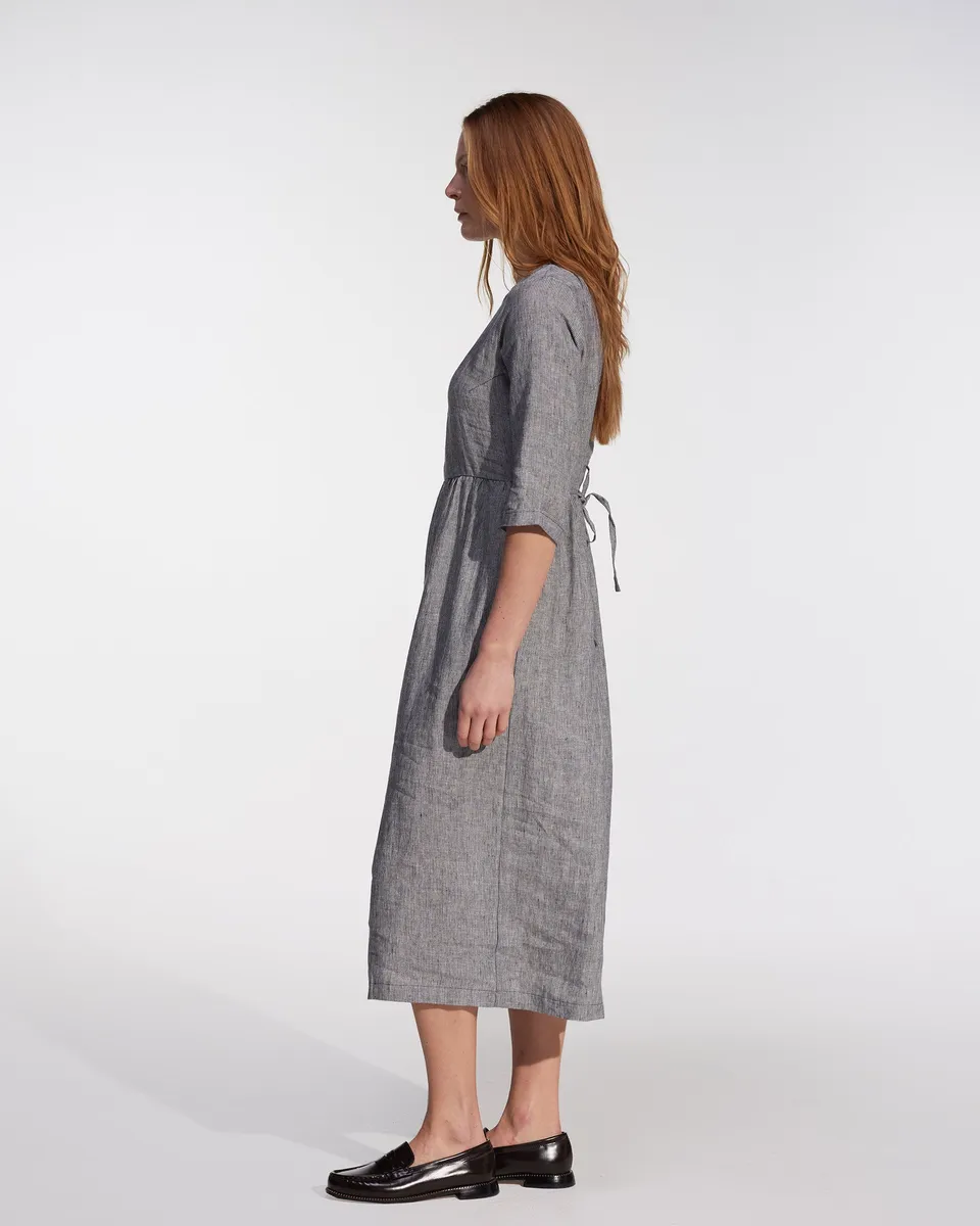 No.41 Full Length Linen Day Dress in Cooke's Stripe 3