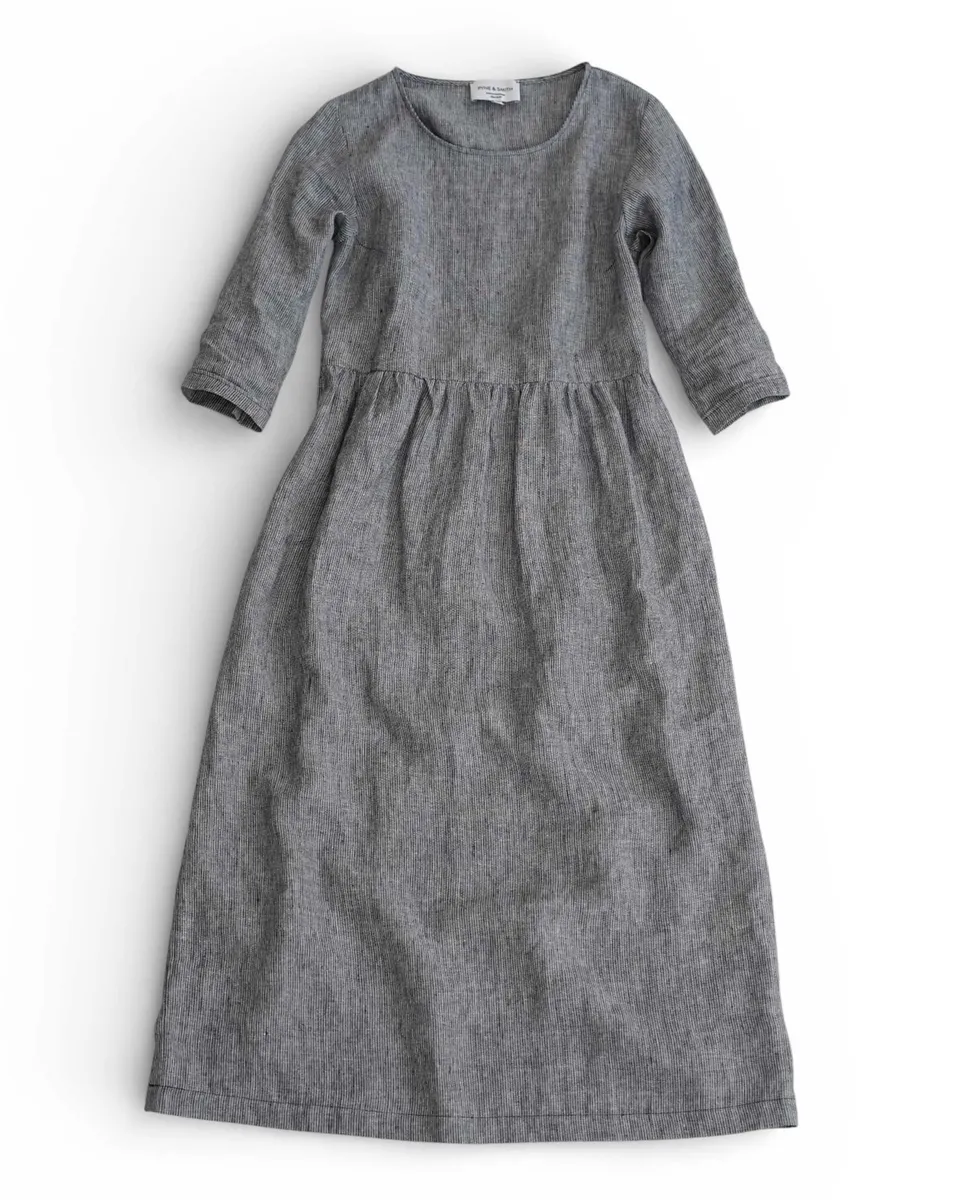 No.41 Full Length Linen Day Dress in Cooke's Stripe 5