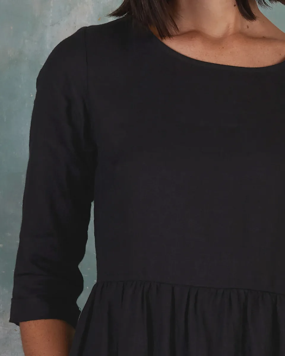 No.41 Full Length Linen Day Dress in Solid Black 6