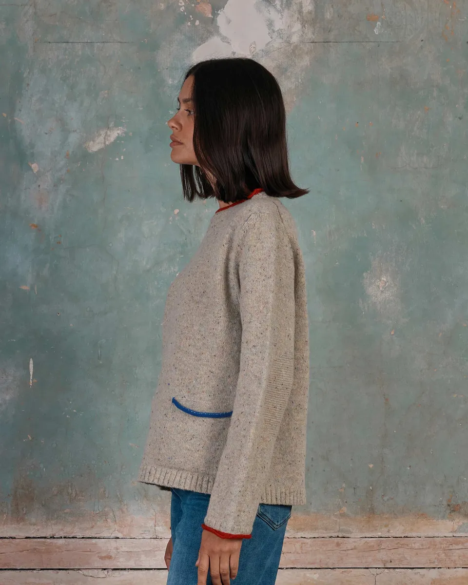 Scottish Tweed Nep Sweater in Sand 3