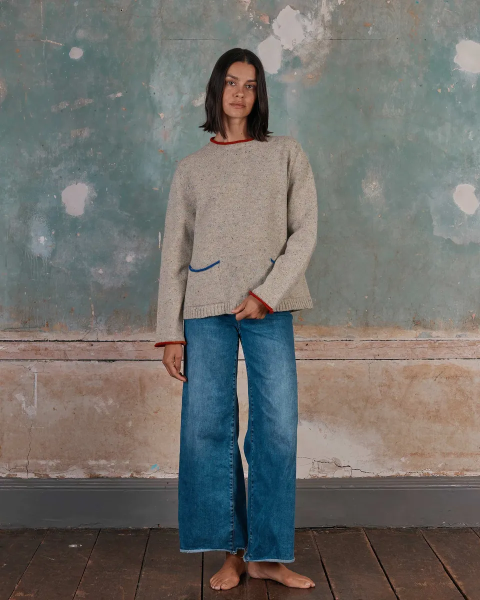 Scottish Tweed Nep Sweater in Sand 4