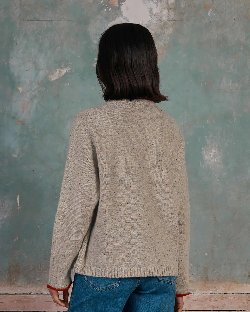 Scottish Tweed Nep Sweater in Sand 5