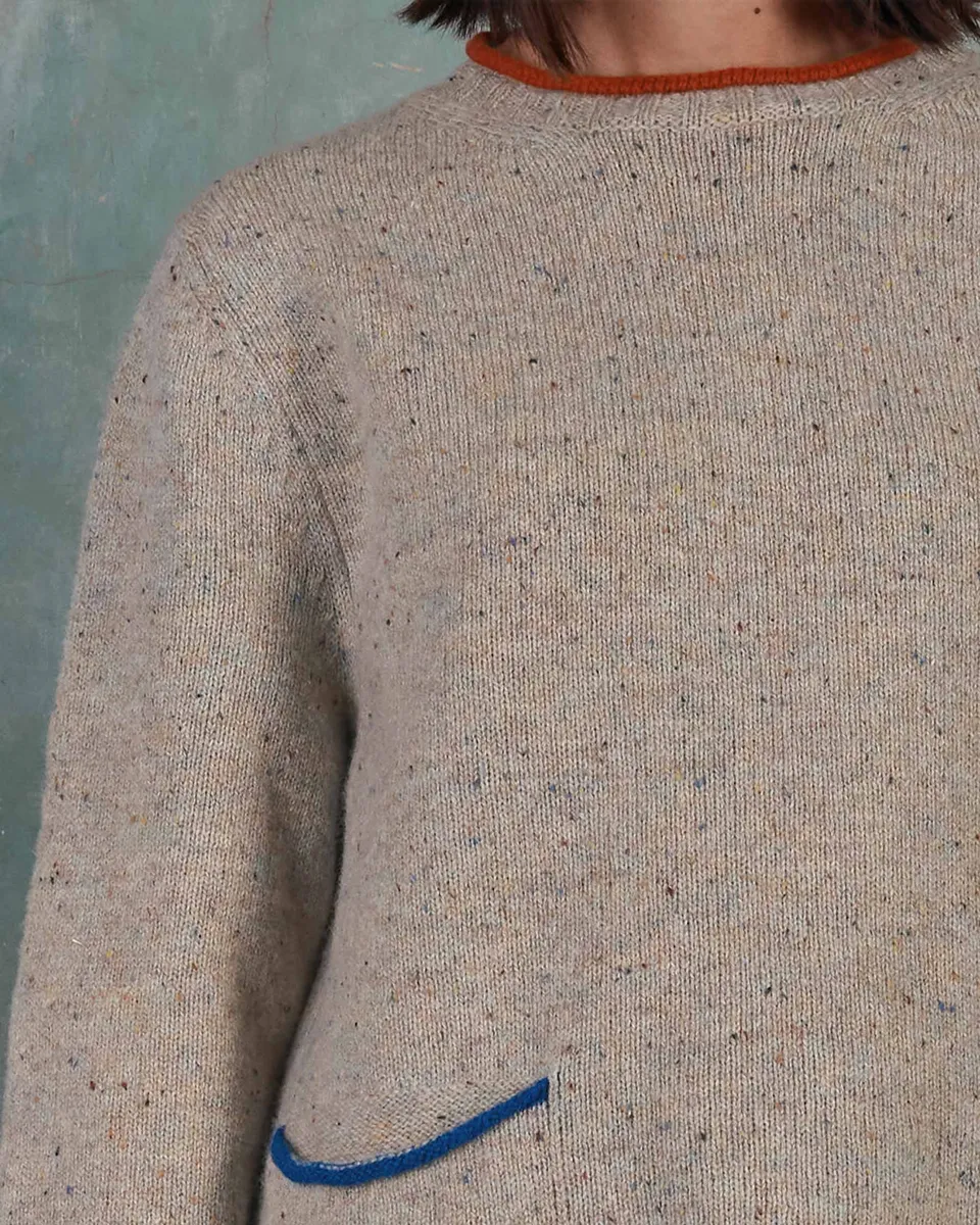 Scottish Tweed Nep Sweater in Sand 6
