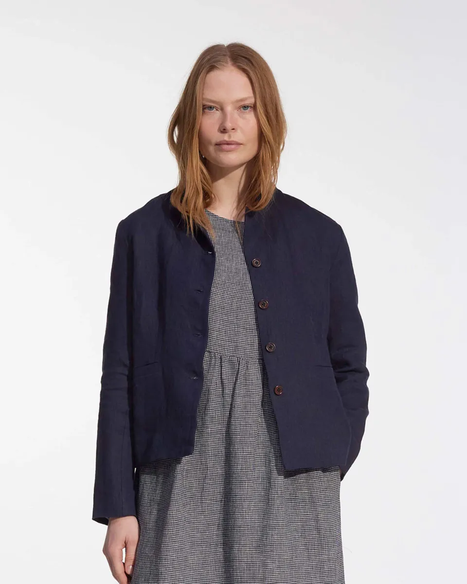 Tailored Linen Jacket No.10 in Mariner Blue