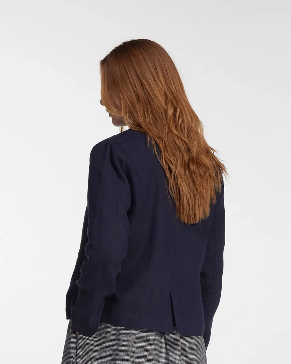 Tailored Linen Jacket No.10 in Mariner Blue 5