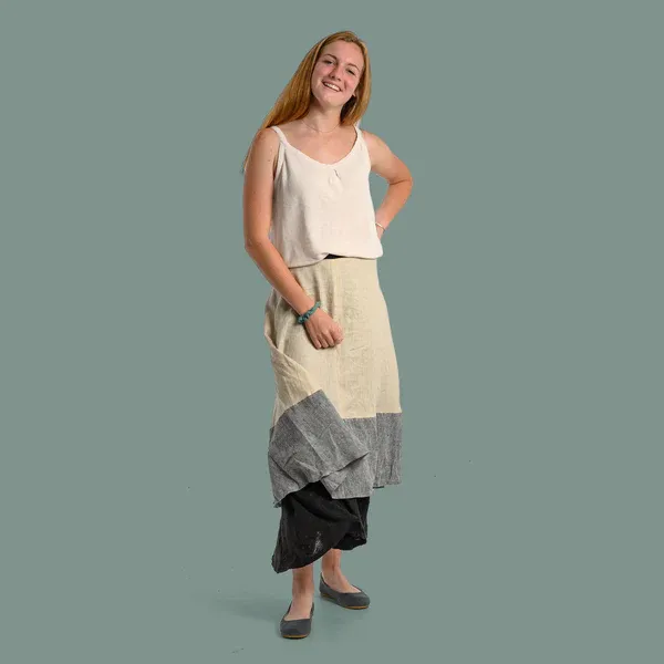 CARMEN FANTASY 100% Organic Linen Skirt (Multiple Woven & Knit Layers) (Closeout) (99.95%-100% Biodegradable)
