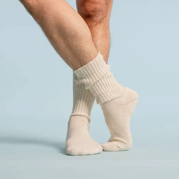 WILLIAMSBURG 99.8% Organic Cotton Allergy Crew Socks (Grown & Made in USA) (Non-Confining) (1 Pair) (99.8%Biodegradable)