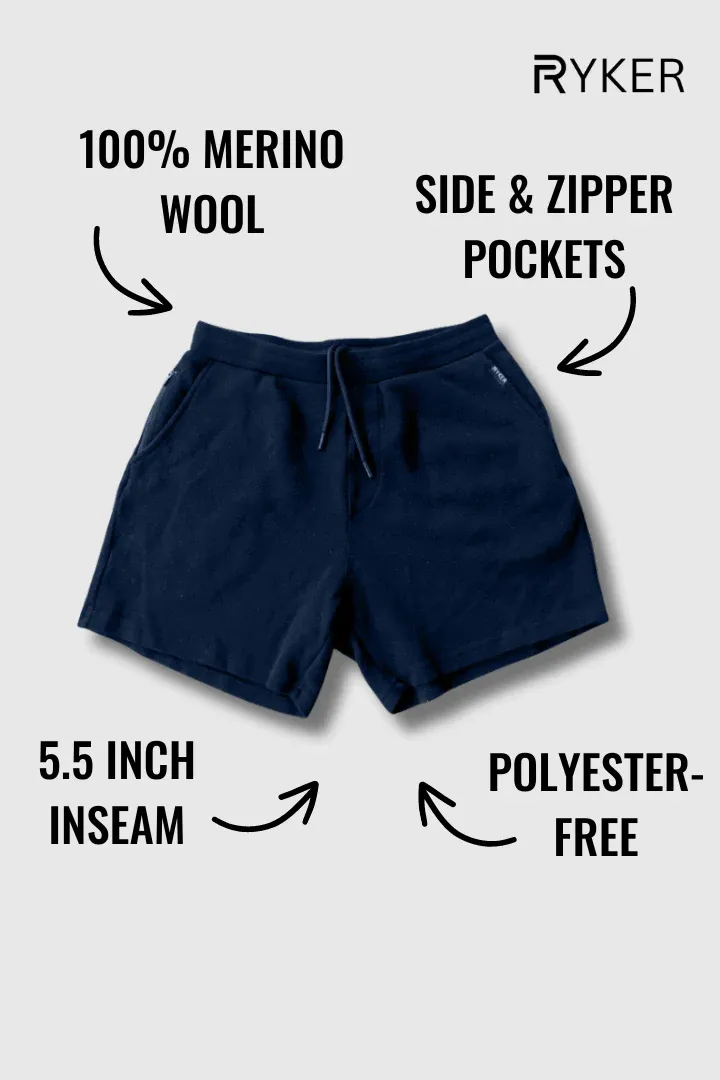 The Apollo 100% Merino Wool Shorts - Ocean - 5.5" 2